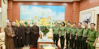 Ban Trị sự GHPGVN TP.Hồ Chí Minh thăm, chúc tết lãnh đạo Bộ tư lệnh, Công An TP